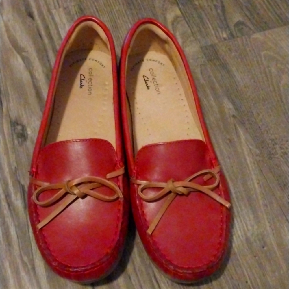 Red Leather Ultimate Comfort Collection Platform Shoes by Clarks